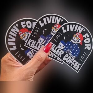 Set Of 3 Limited Edition Dutch Bros " Livin' For Killer Coffee Stickers Nwt 🎉